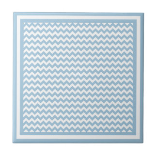 Ceramic Tile, Blue and White Chevron Pattern Ceramic Tile