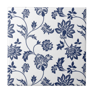 Ceramic Tile - Blue and White Floral Pattern