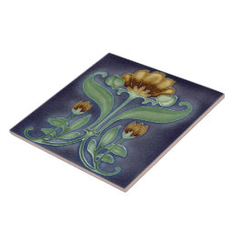 Ceramic Tile - Blue, Green & Brown Floral Tile | Zazzle