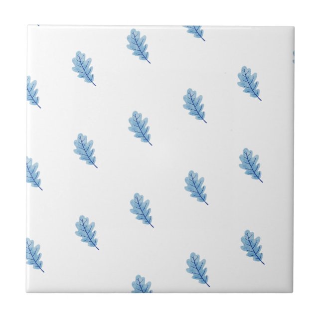 Ceramic Tile Blue Leaves  (Front)