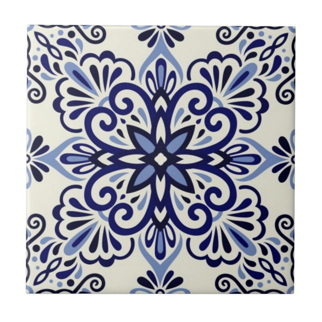 Ceramic Tile - Blue/Off White Azulejo Tile (Front)