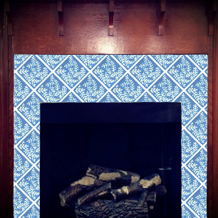 Ceramic tile, Blue & white leaves Tile