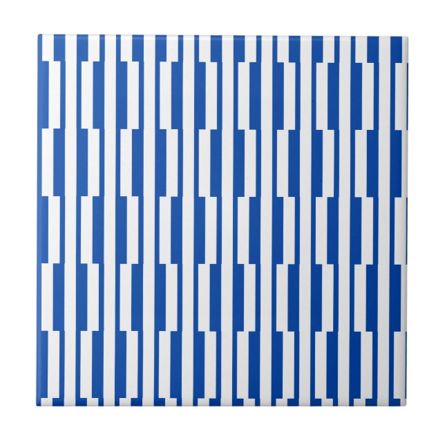 Ceramic Tile Blue & White Stripe  (Front)