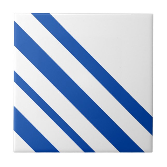 Ceramic Tile Blue & White Stripe  (Front)