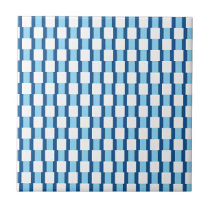 Ceramic Tile Blue & White Stripe Square