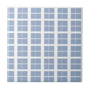 Ceramic Tile Blue & White Stripe Square