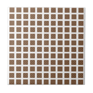 Ceramic Tile Brown & White Stripe Square