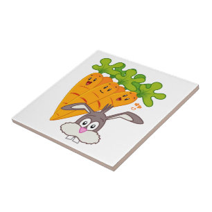 Ceramic Tile Carrots Rabbit