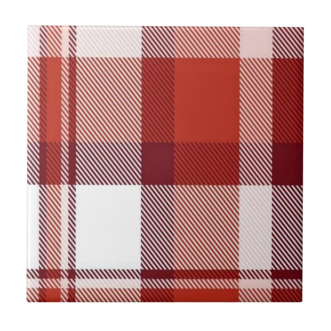 Ceramic Tile Colorful Colors Red Plaid (Front)