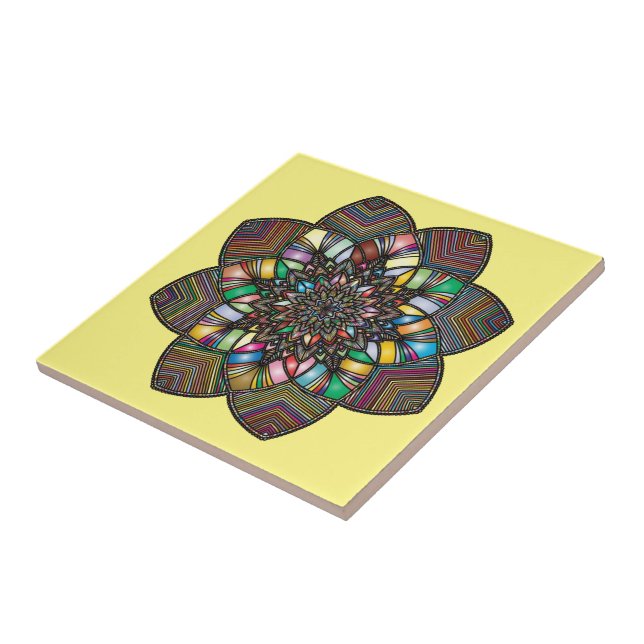 Ceramic Tile Colorful Mandala (Side)