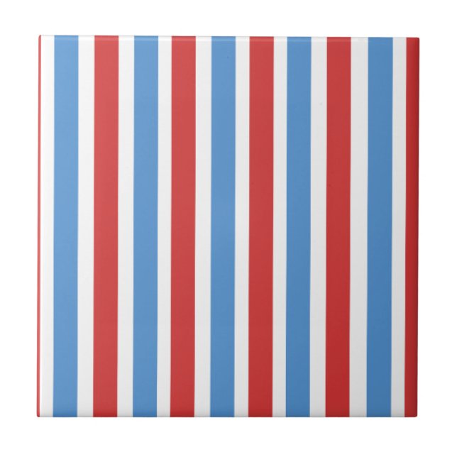 Ceramic Tile Colorful Red White Blue Stripe (Front)
