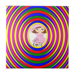 Ceramic Tile Colorful Stripe Circular