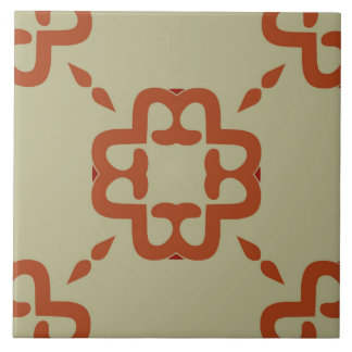 Ceramic Tile- Coral and Red Pattern on Beige Tile