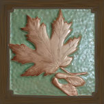 Ceramic tile, CraftsmanMaple Leaf green and copper Ceramic Tile<br><div class="desc">Ceramic Tile, Maple leaf in green and copper. Craftsman style Tile. Install this in your kitchen backsplash or fireplace face. This is perfect for a Craftsman Bungalow, vacation cabin or lodge. Size: Large (6" X 6") You can use this original tile as a trivet or to upgrade your home décor....</div>