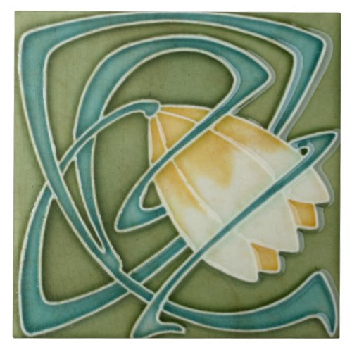 Ceramic Tile _Decorative Tulip Art Nouveau Vintage