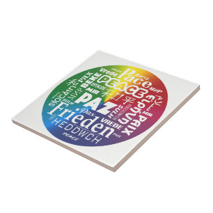 Ceramic tile display Peace Paz Pax multilingual