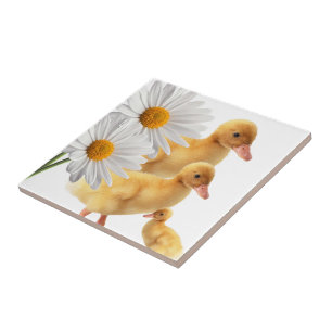 Ceramic Tile Duck White Flowers