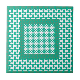 Ceramic Tile, Emerald Green Geometric Pattern Ceramic Tile