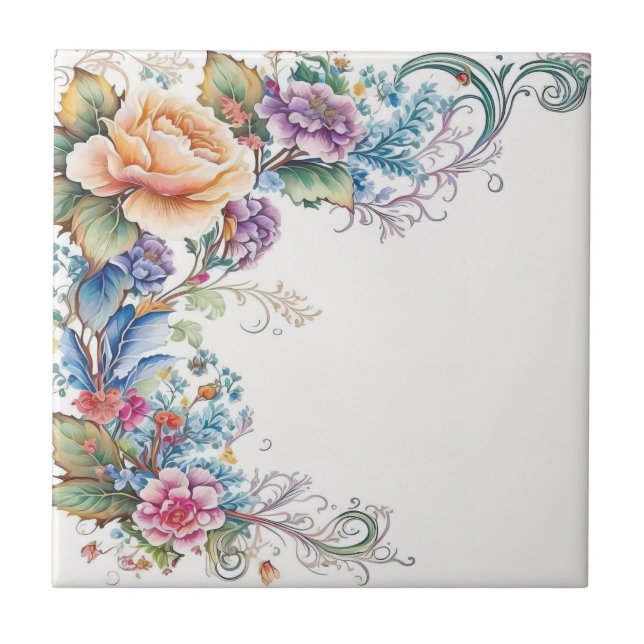 Ceramic Tile Floral Flowers  (Front)