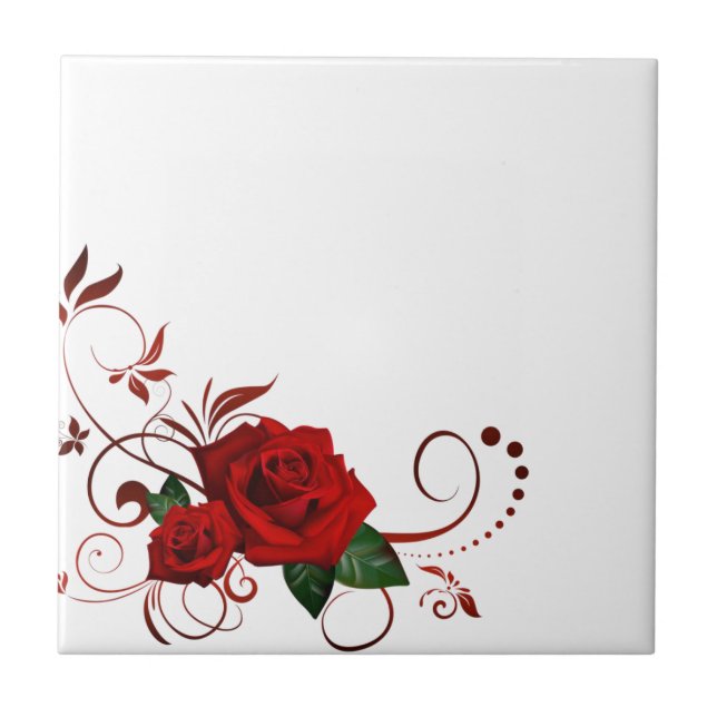 Ceramic Tile Floral Red Rose (Front)
