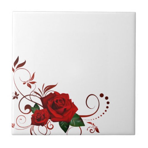 Ceramic Tile Floral Red Rose