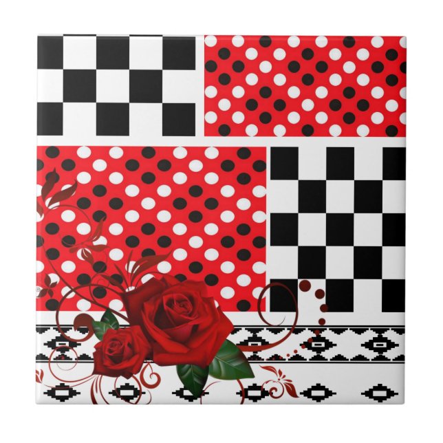 Ceramic Tile Floral Red Rose (Front)