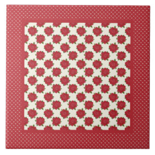 Ceramic Tile for Trivet: Deep Red Roses