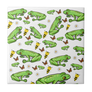 Ceramic Tile Frog Butterfly Bee 