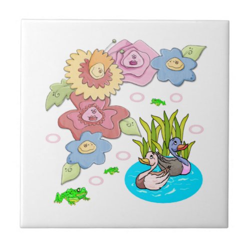 Ceramic Tile Frog Duck Wildlife