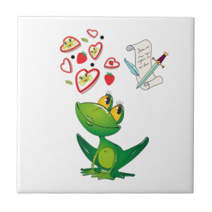 Ceramic Tile Frog in Love Notes Animal 