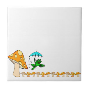 Ceramic Tile Frog Mushroom Frogging Ribbit