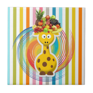 Ceramic Tile Giraffe Fruit Colorful Colors