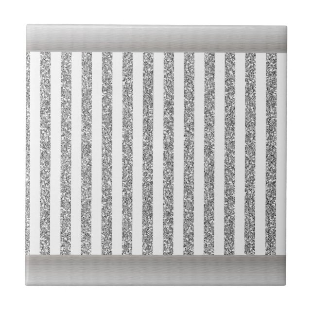 Ceramic Tile Gray Silver Stripe (Front)