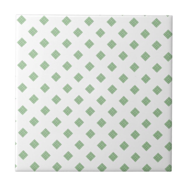 Ceramic Tile Green & White Squares (Front)