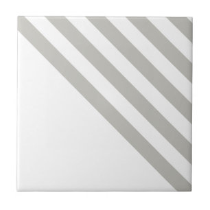 Ceramic Tile Grey & White Stripe Square