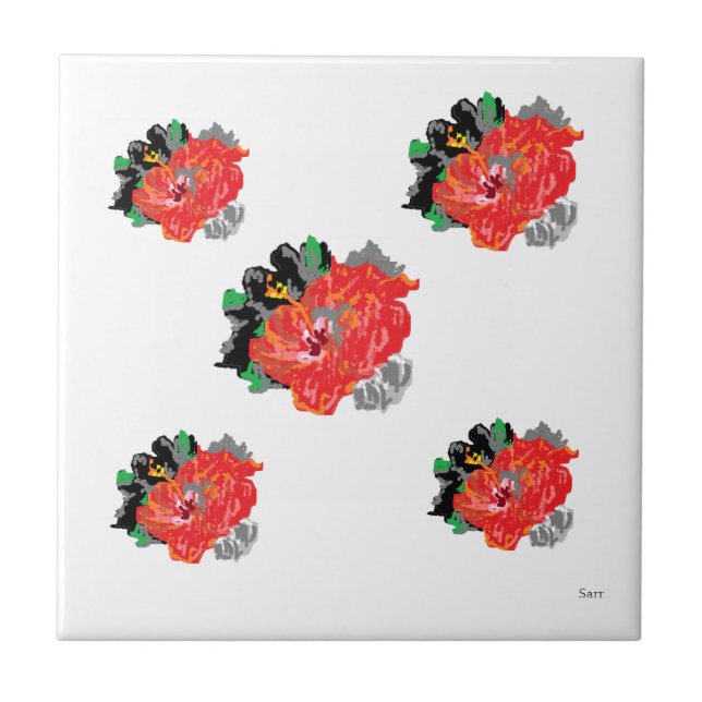 Ceramic Tile : Hawaiian Exotic Flower  (Front)