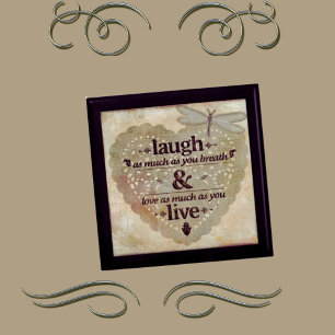 Ceramic Tile Inlaid Jewelry Keepsake Box Saying