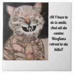 Ceramic Tile Large "Cocky Bad boy Cat!"<br><div class="desc">This is a 6" × 6" Ceramic white tile.
It can be used for a trivet or can be framed
or displayed...  on a table of your choice!</div>