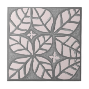 Ceramic tile, light Rose and Gray leaf pattern Tile