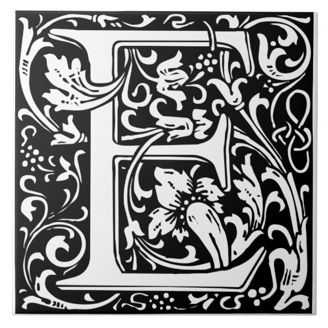 Ceramic Tile - Monogram Letter E (Front)