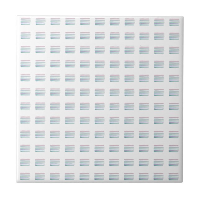 Ceramic Tile Pastel Colors Stripe Square (Front)