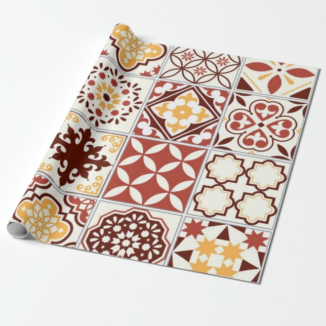 Ceramic tile pattern wrapping paper (Unrolled)