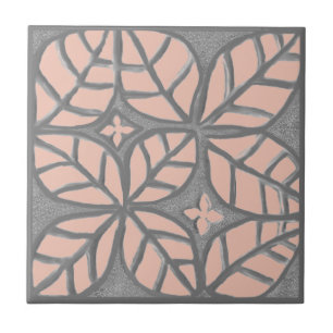 Ceramic tile, Peach and Gray leaf pattern Tile