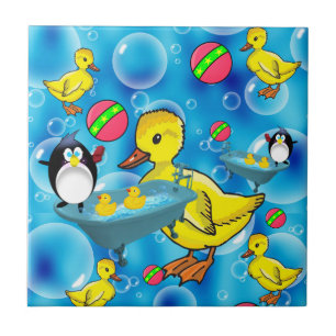 Ceramic Tile Penguin Yellow Ducks Bubbles