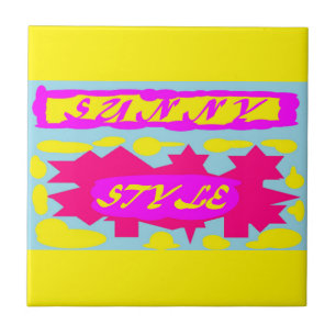 Ceramic Tile Pink and yellow with words holidays