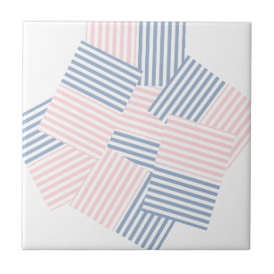 Ceramic Tile Pink & Blue Stripe 
