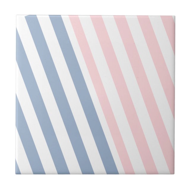 Ceramic Tile Pink & Blue Stripe  (Front)