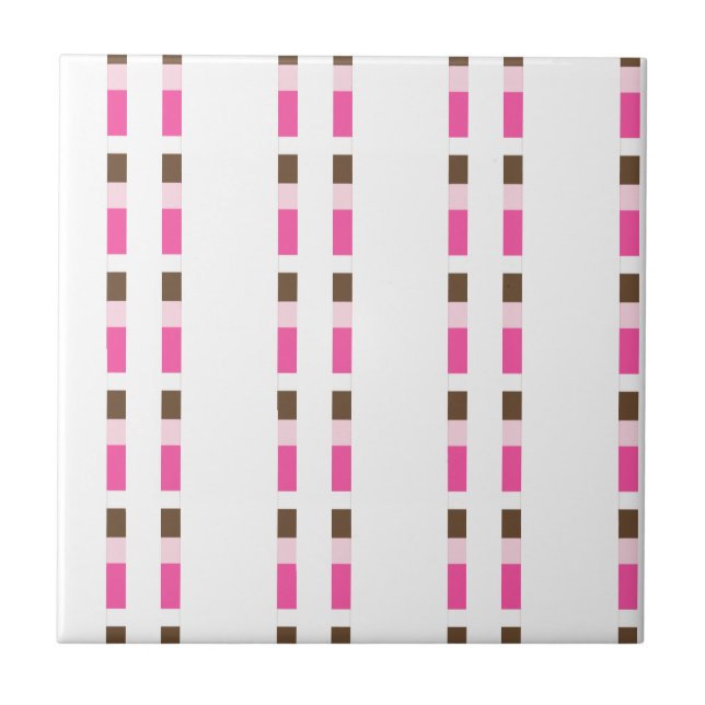 Ceramic Tile Pink Brown White Stripe (Front)