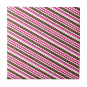 Ceramic Tile Pink Brown White Stripe