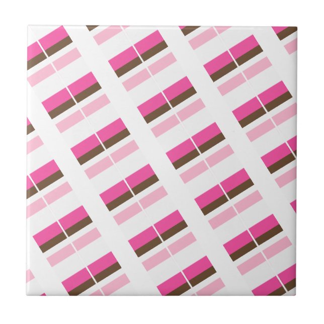 Ceramic Tile Pink Brown White Stripe (Front)